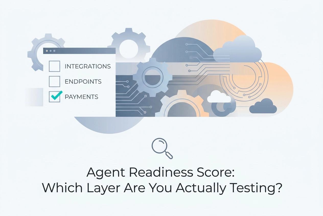 Professional header image for industry analysis: Agent Readiness Score: Which Layer Are You Actually Testing?