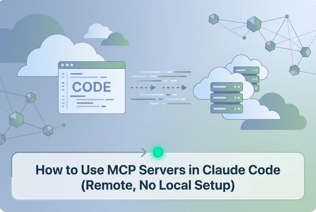 Professional header image for educational tutorial: How to Use MCP Servers in Claude Code (Remote, No Local S...