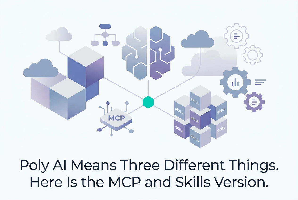 Professional header image for industry analysis: Poly AI Means Three Different Things. Here Is the MCP and...