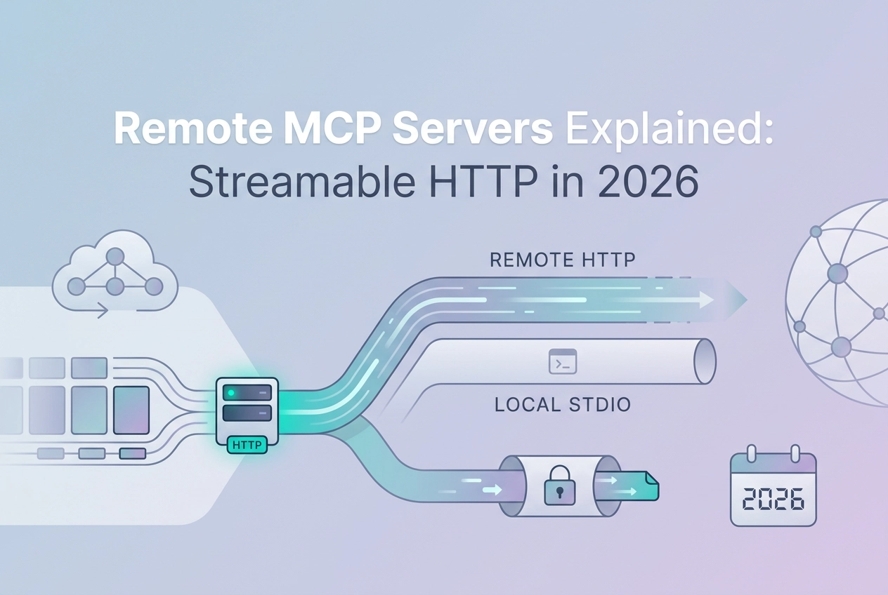 Professional header image for educational tutorial: Remote MCP Servers Explained: Streamable HTTP in 2026