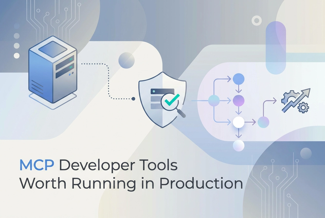 Professional header image for list-based article: MCP Developer Tools Worth Running in Production