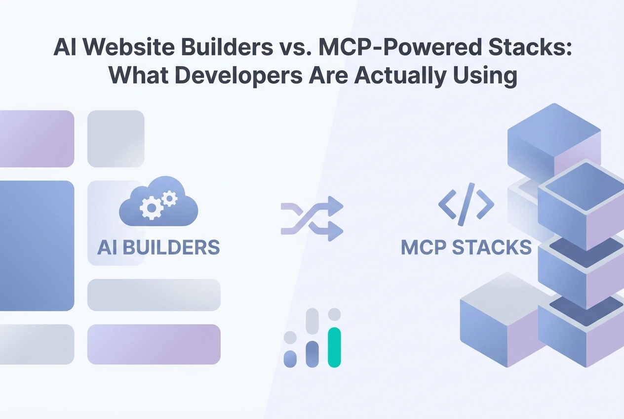Professional header image for comparison analysis: AI Website Builders vs. MCP-Powered Stacks: What Develope...