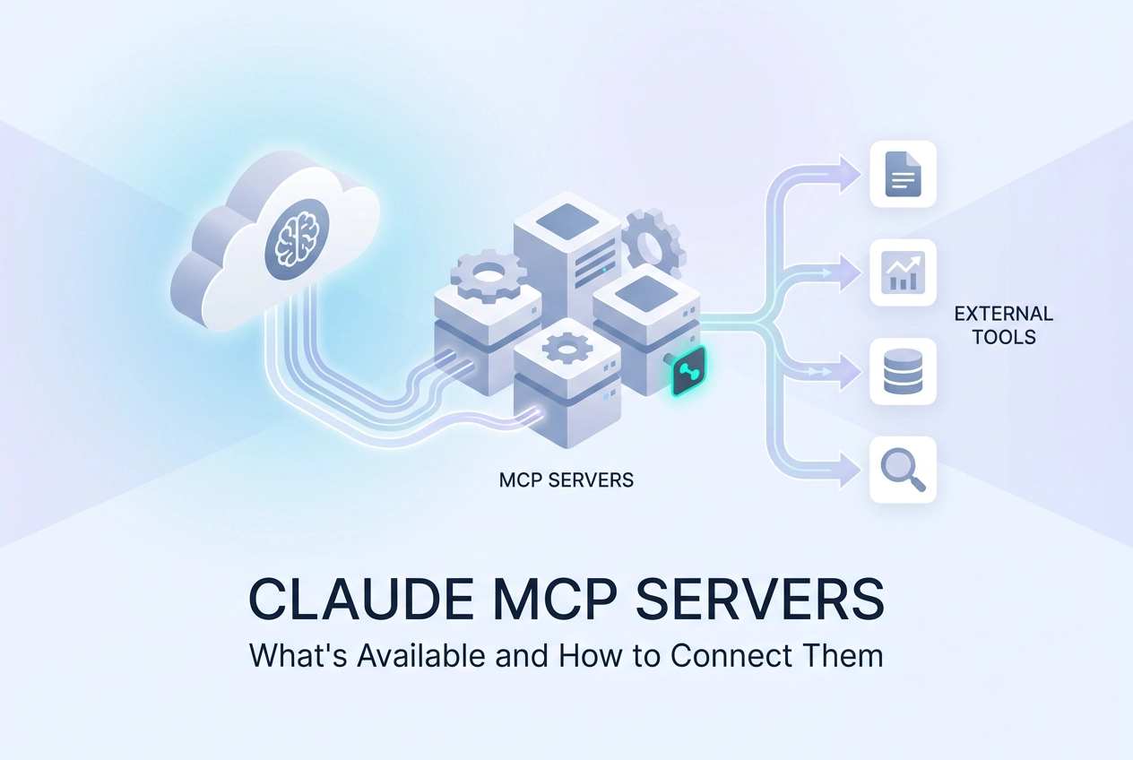 Professional header image for list-based article: Claude MCP Servers: What's Available and How to Connect Them