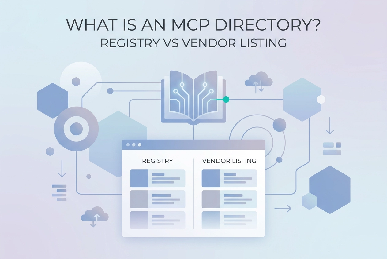 Professional header image for industry analysis: What Is an MCP Directory? Registry vs Vendor Listing