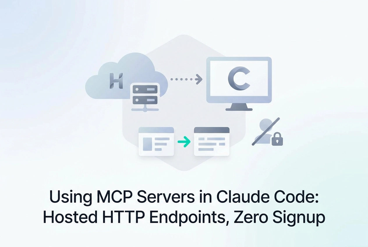 Professional header image for educational tutorial: Using MCP Servers in Claude Code: Hosted HTTP Endpoints, ...