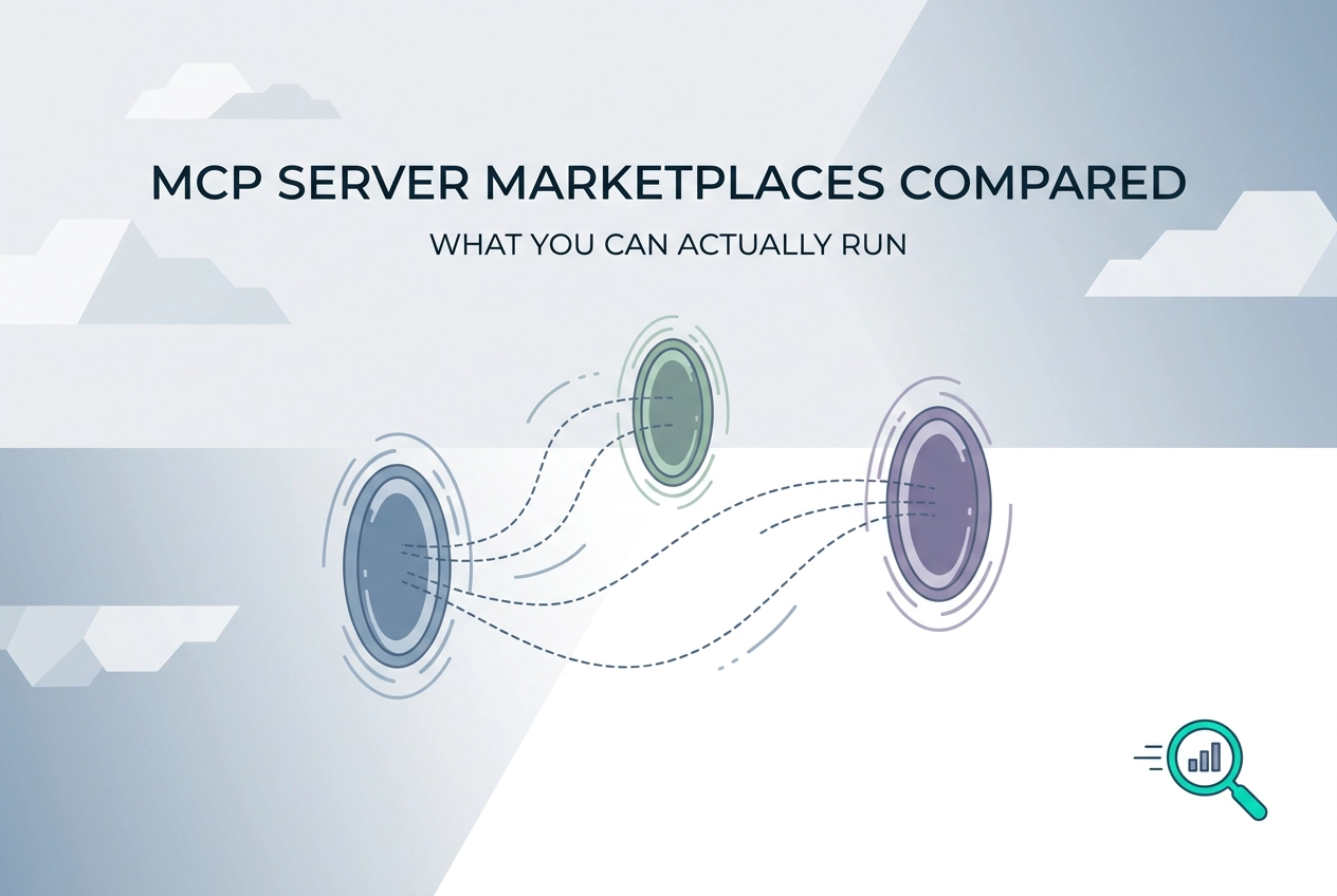 Professional header image for comparison analysis: MCP Server Marketplaces Compared: What You Can Actually Run